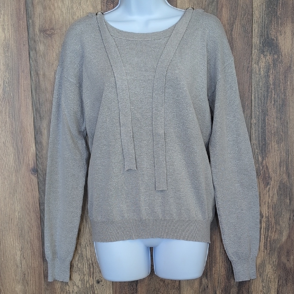 Women's Gray Knit Sweatshirt Hoodie M                                L106